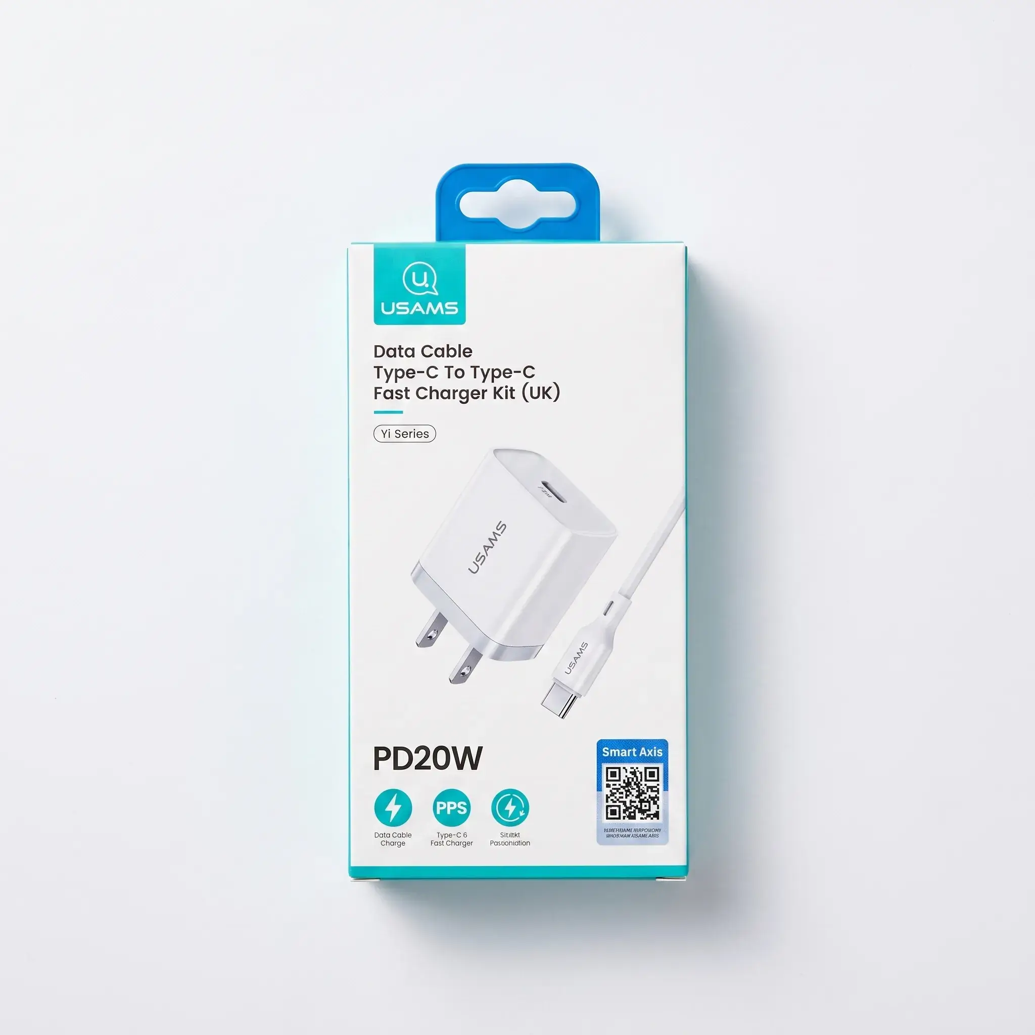 USAMS Yi Series Type-C to Type-C Fast Charger Kit (UK) PD 20W