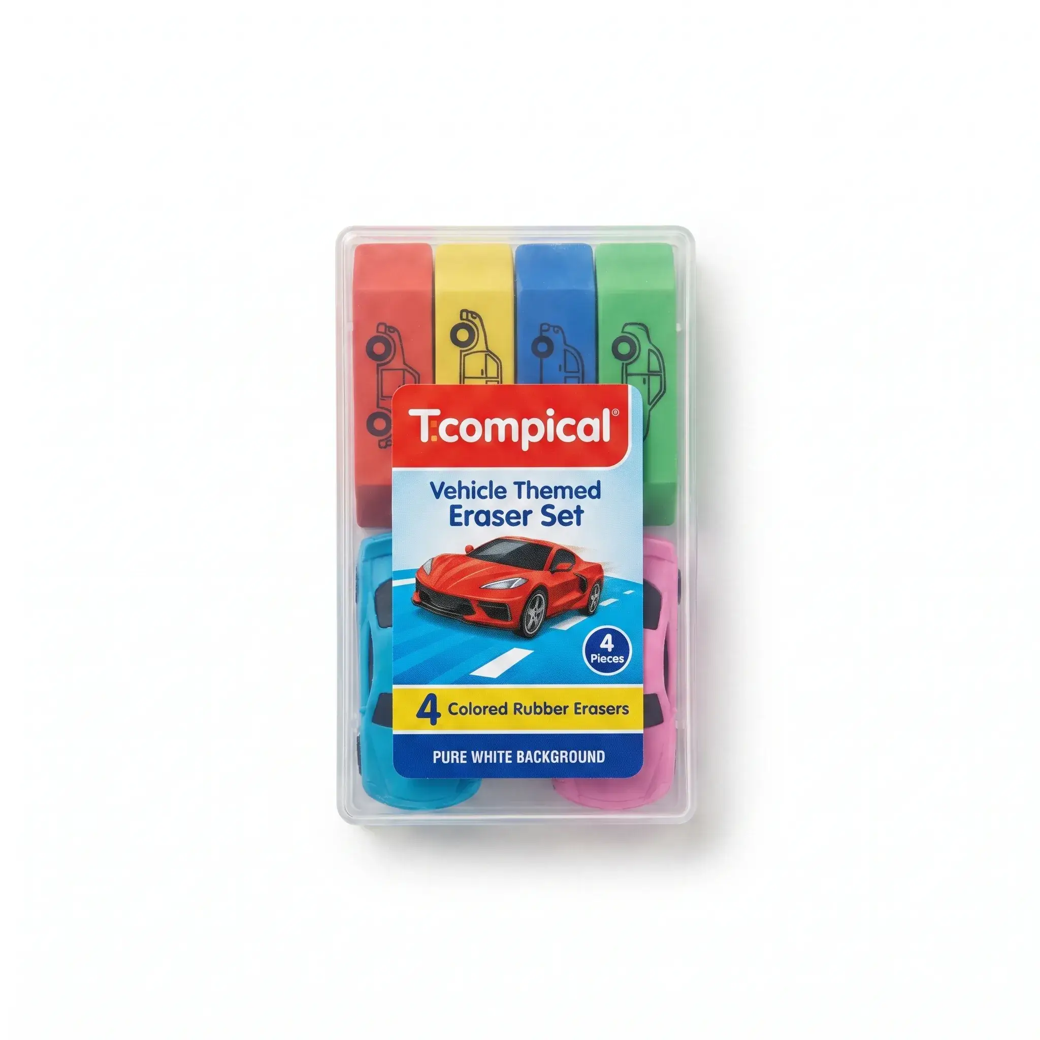 Vehicle Themed Eraser Set (4 Pieces)