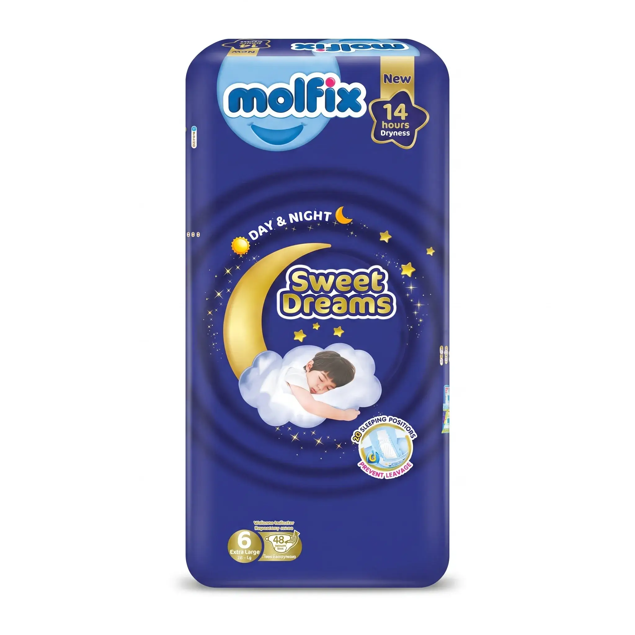 Molfix Sweet Dreams Day & Night Diapers Size 6 Extra Large 48 Pieces
