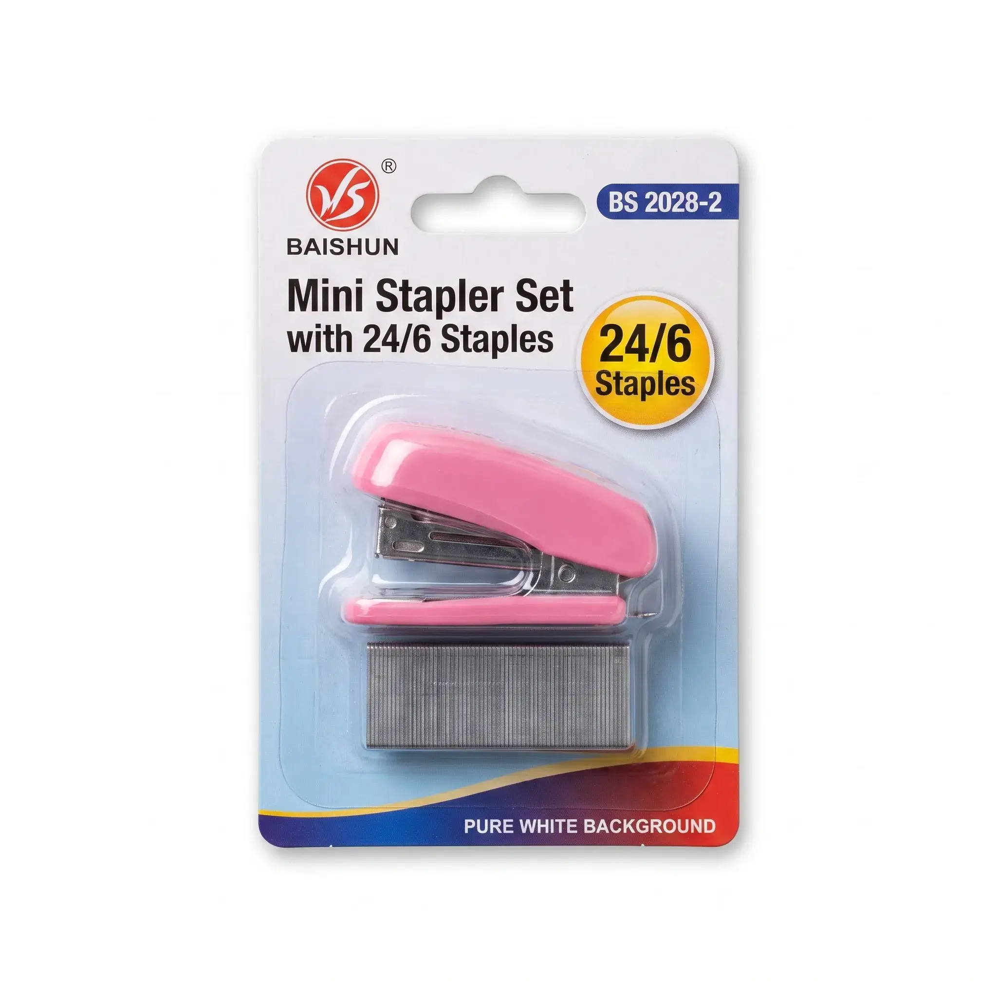 Baishun Mini Stapler Set with 24/6 Staples BS 2028-2 - Pink