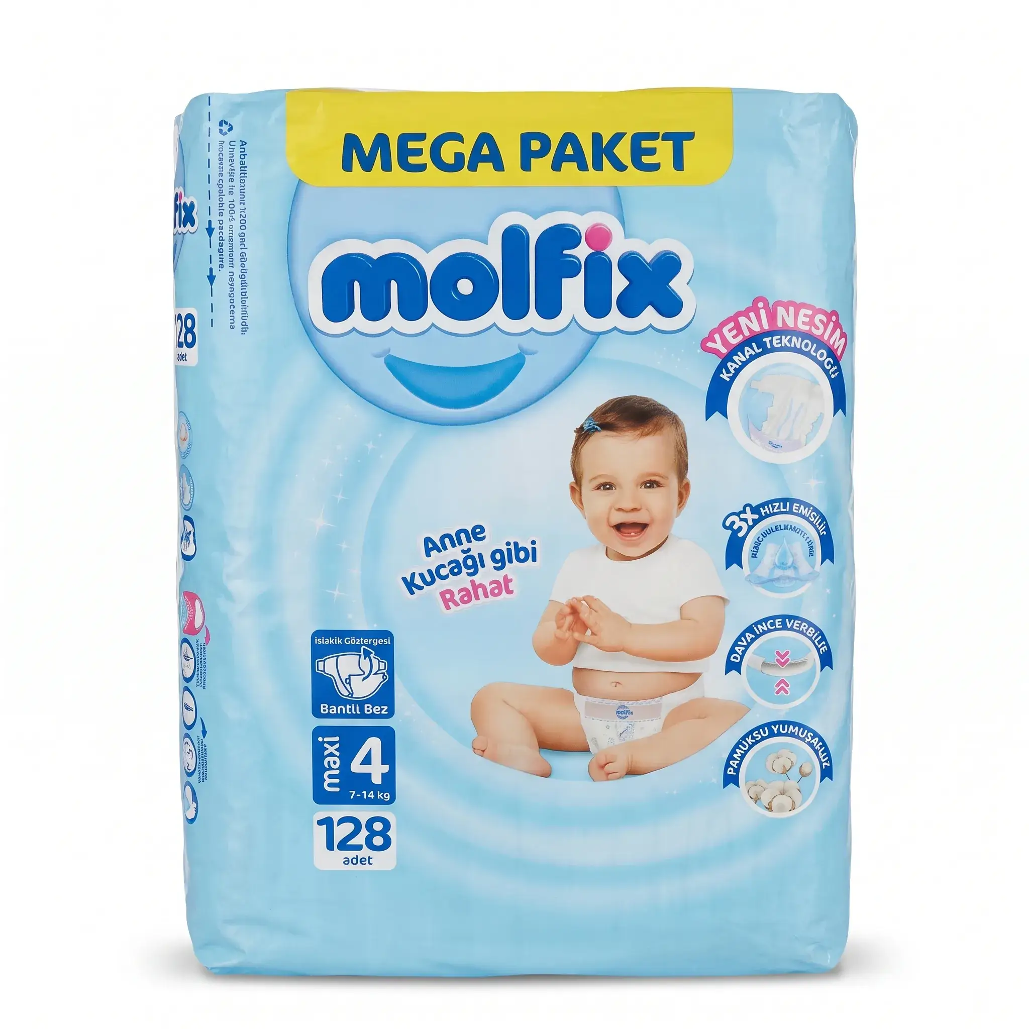Molfix Baby Diapers Maxi Size 4 Mega Pack (128 Pieces)