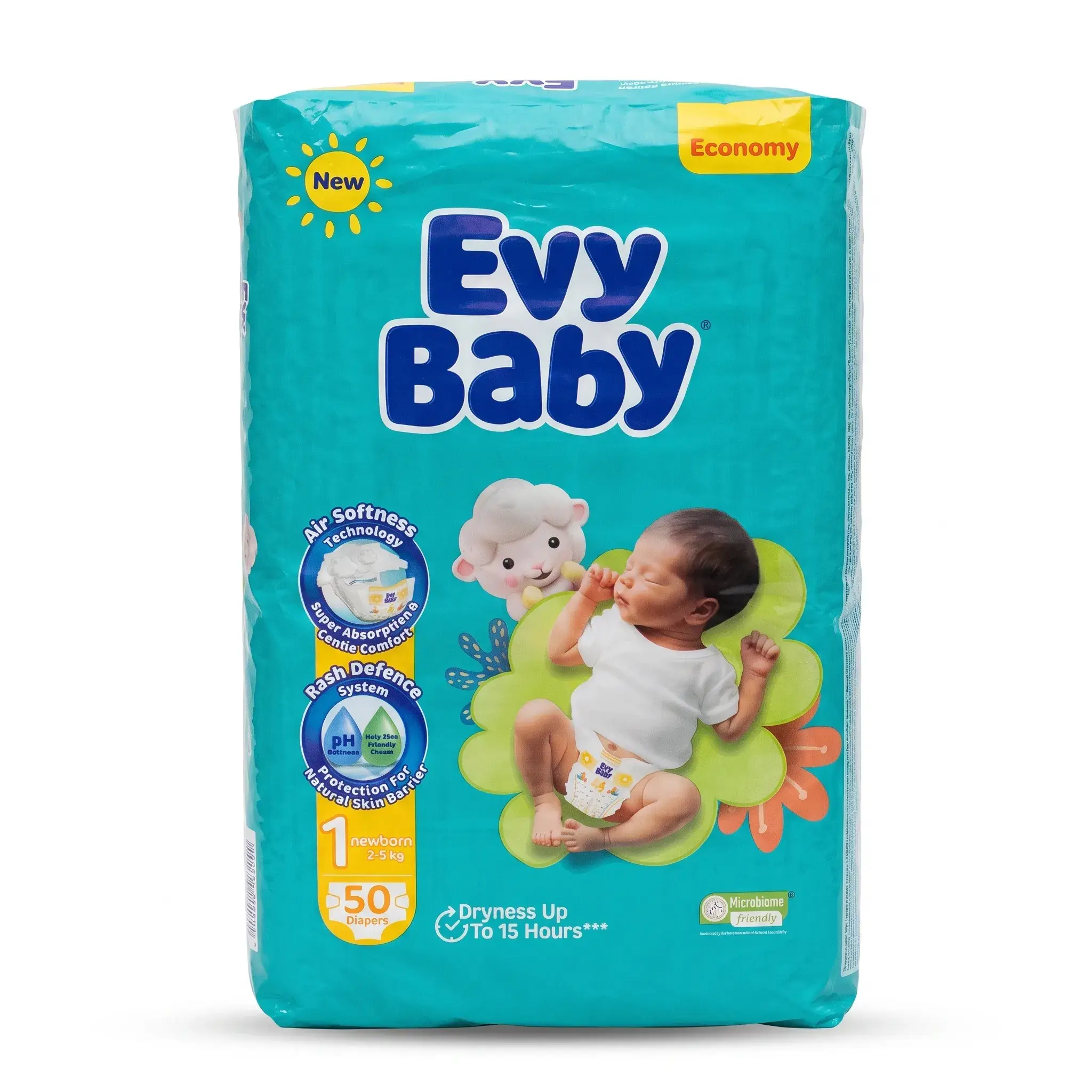 Evy Baby Diapers Size 1 Newborn 2-5 kg (50 Diapers)