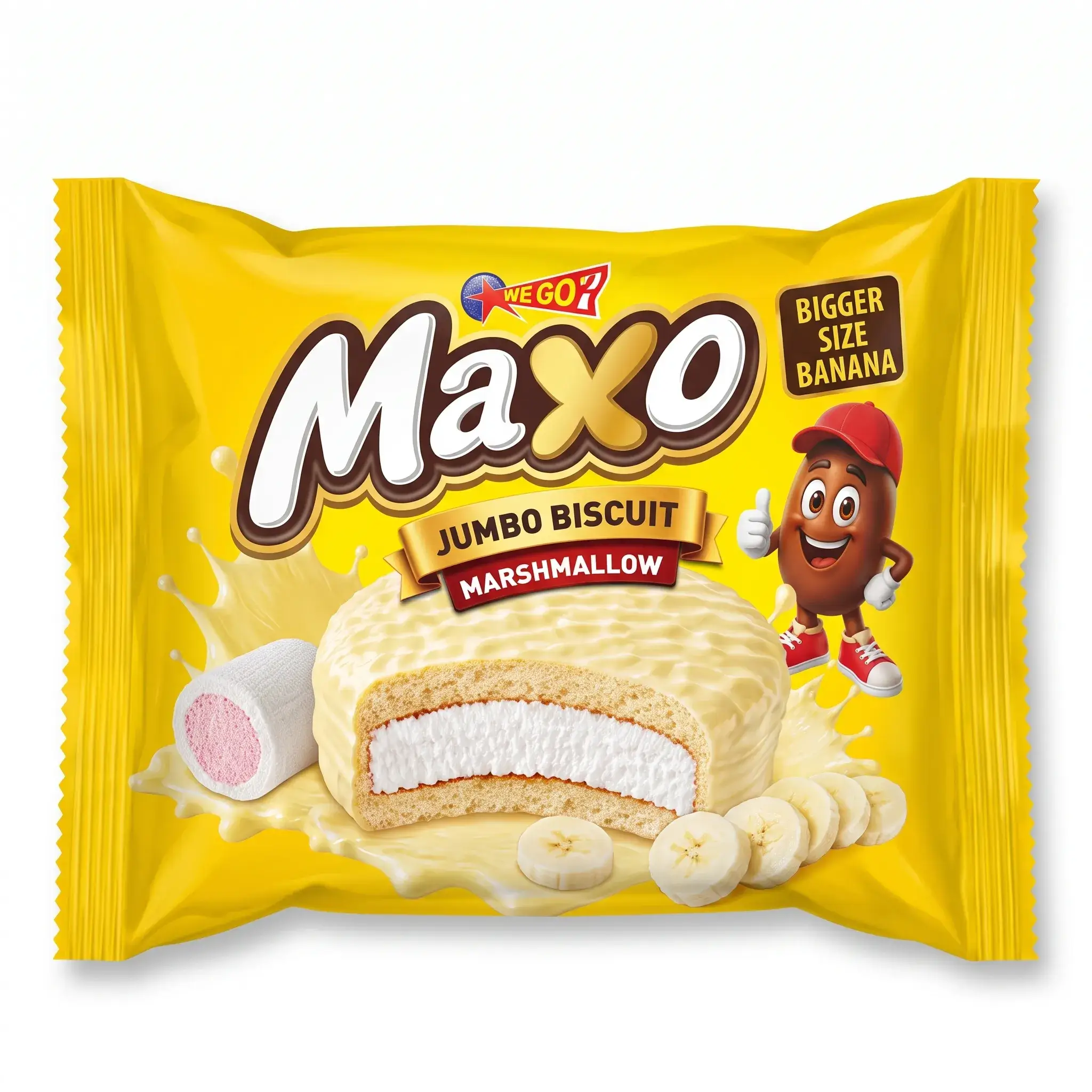 Maxo Jumbo Biscuit with Marshmallow Banana Flavor