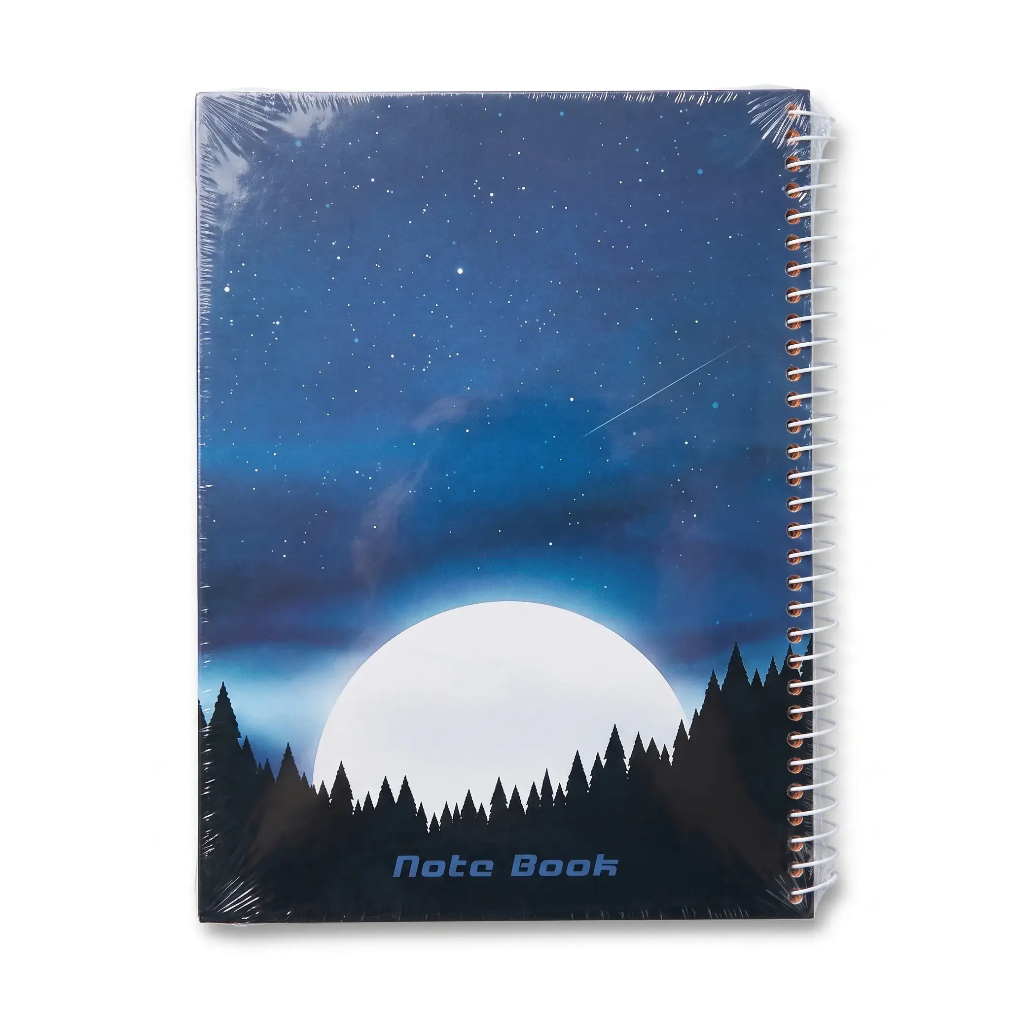 Spiral Notebook with Moon and Forest Design