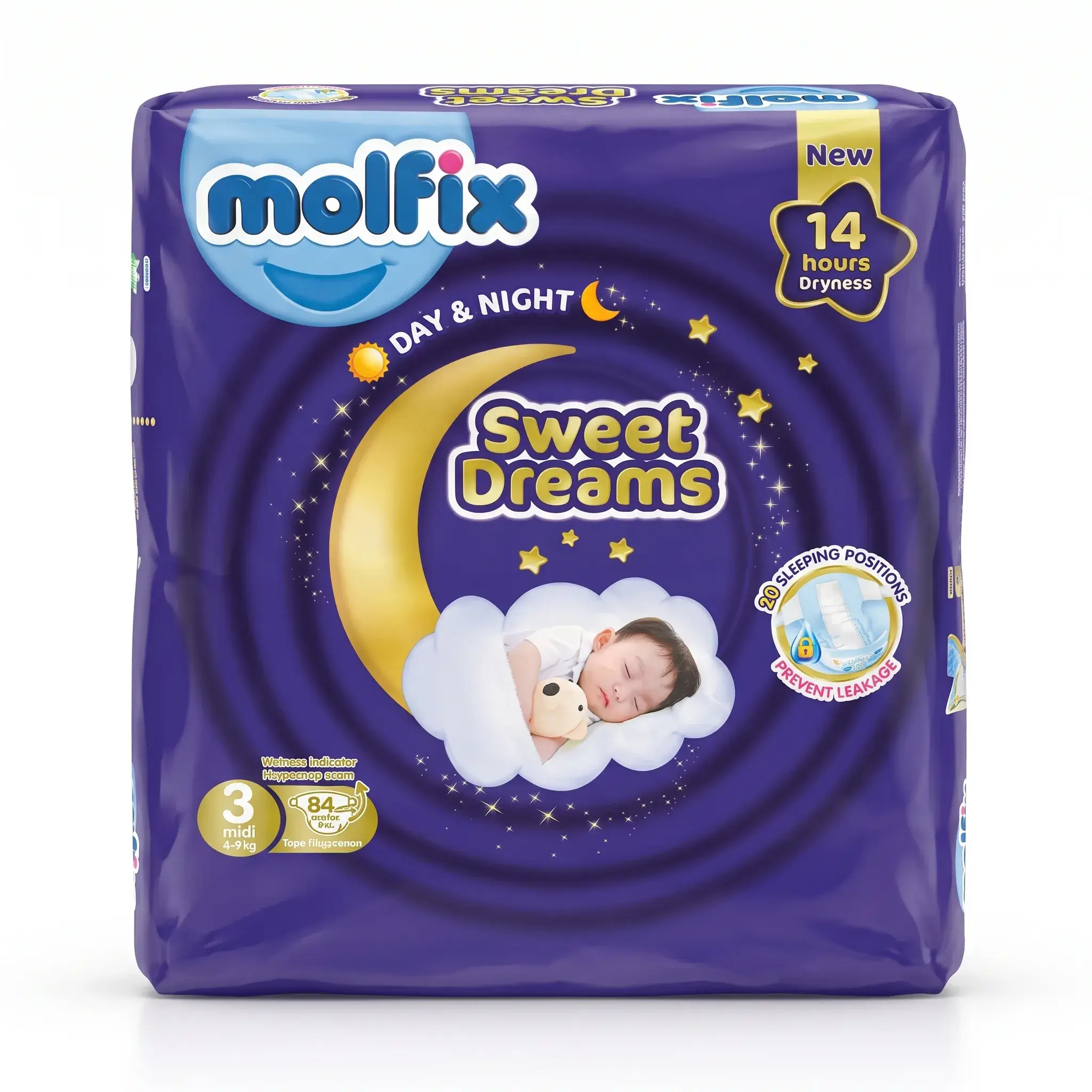 Molfix Sweet Dreams Day & Night Diapers Size 3 (4-9kg) 84 Pcs