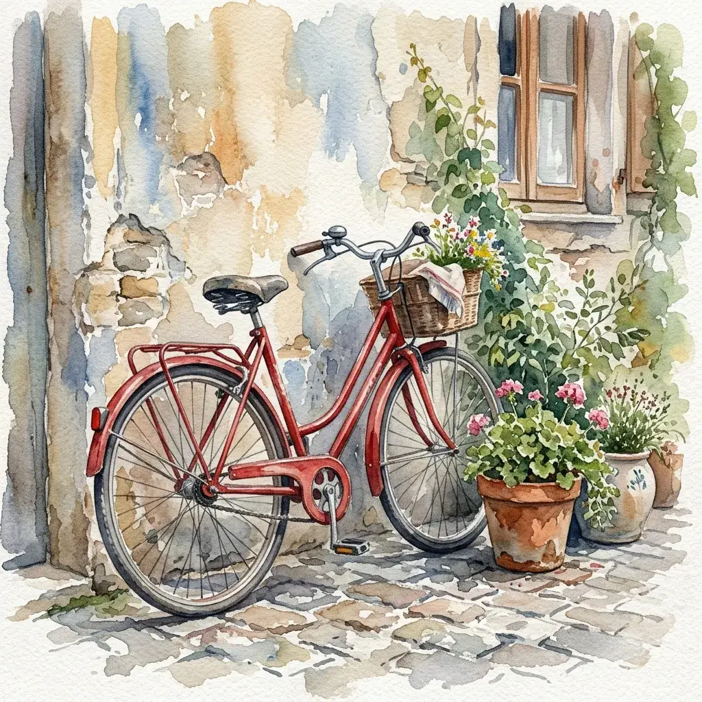 Bicycle in the Watercolour style