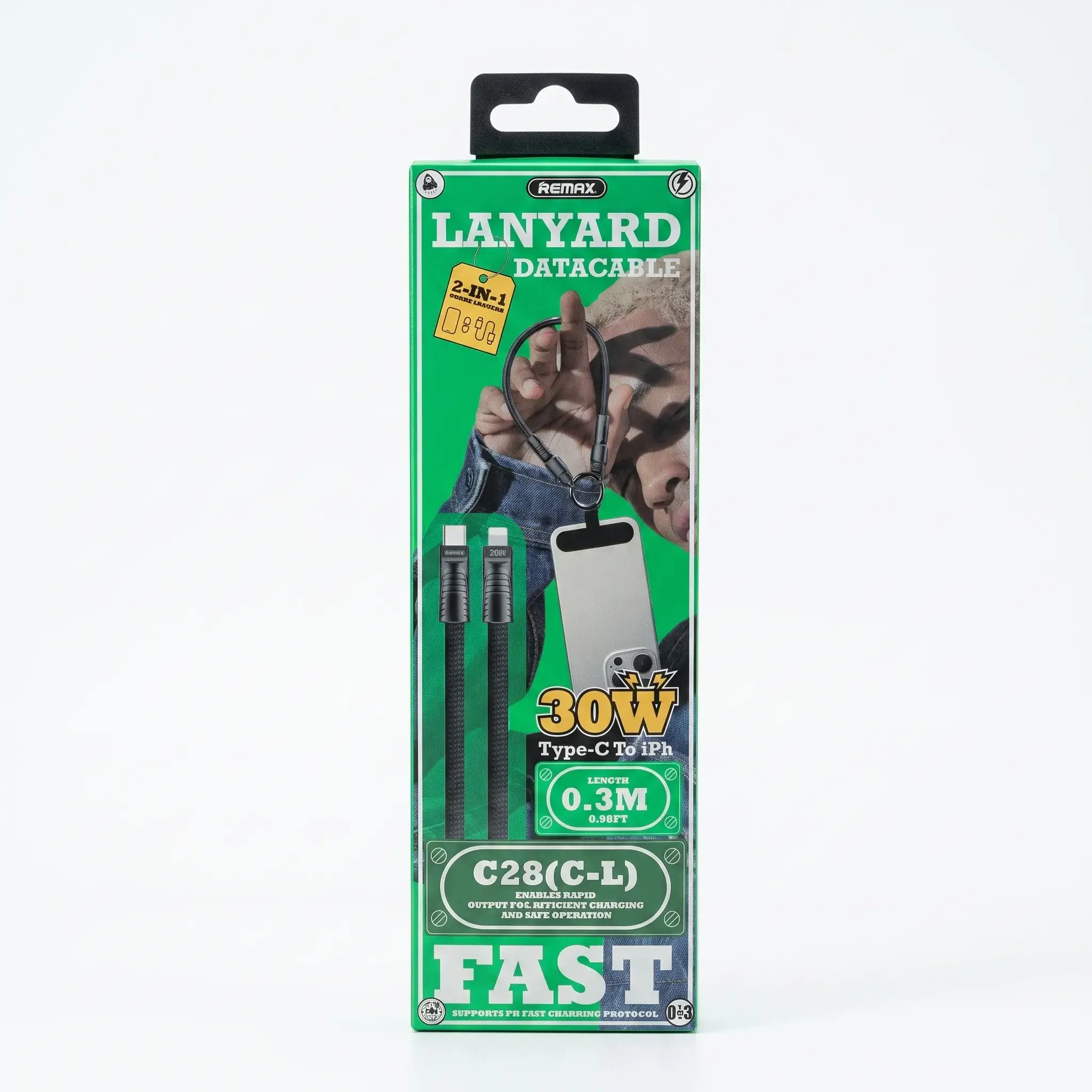Remax Lanyard Datacable C28(C-L) Type-C to Lightning 30W 0.3m