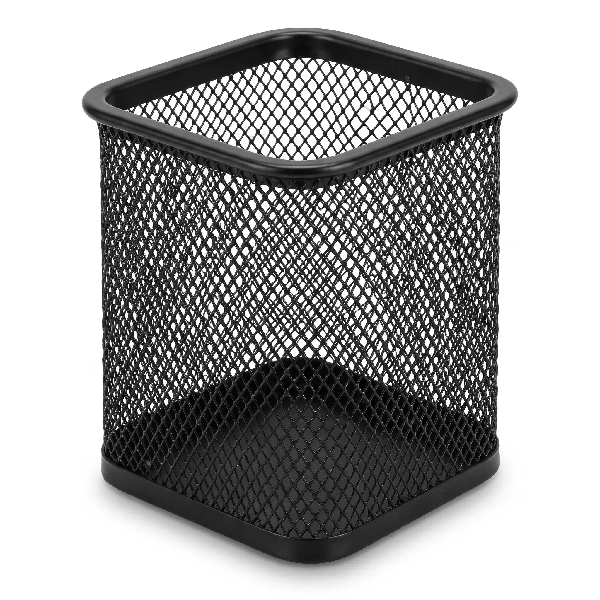 Square Metal Mesh Pen Holder - Black