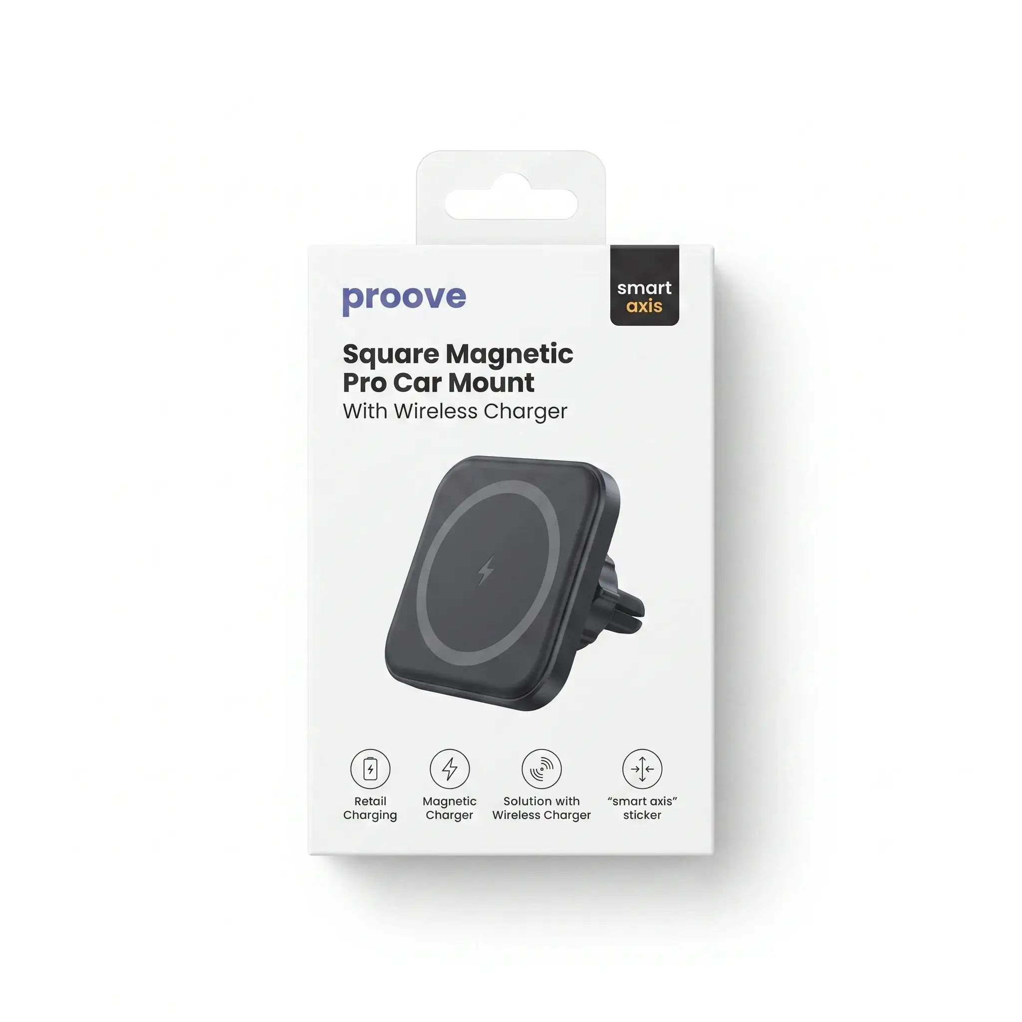 Proove Square Magnetic Pro Car Mount With Wireless Charger
