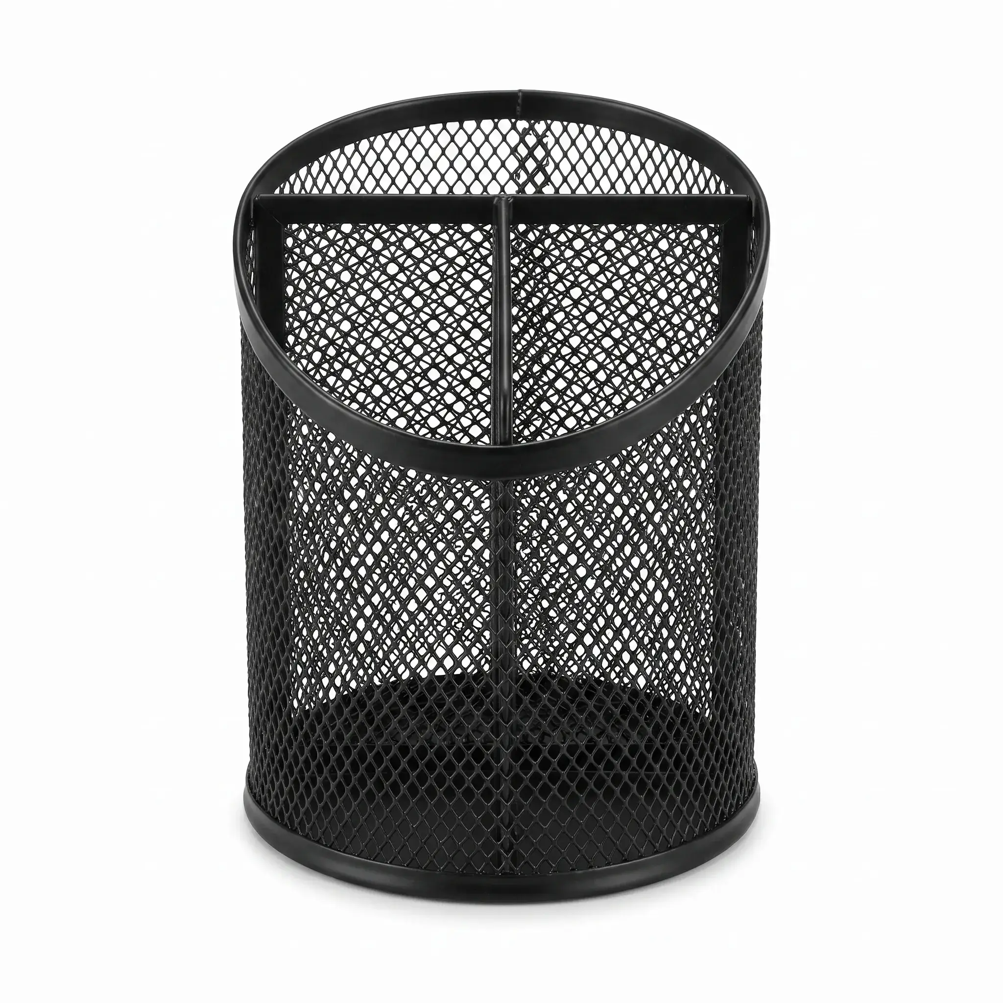 Black Mesh 3-Compartment Pen Holder