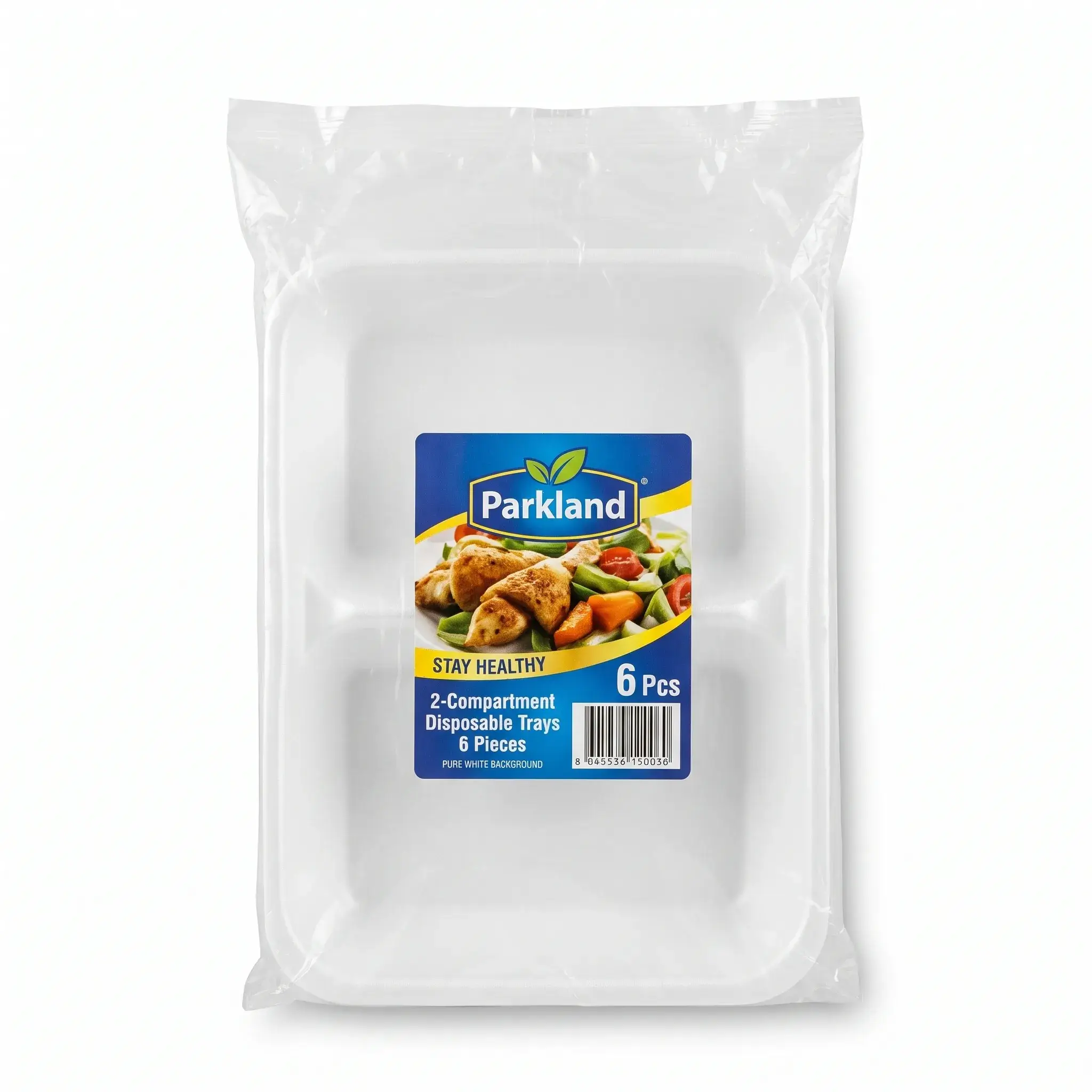 Parkland 2-Compartment Disposable Trays 6 Pieces