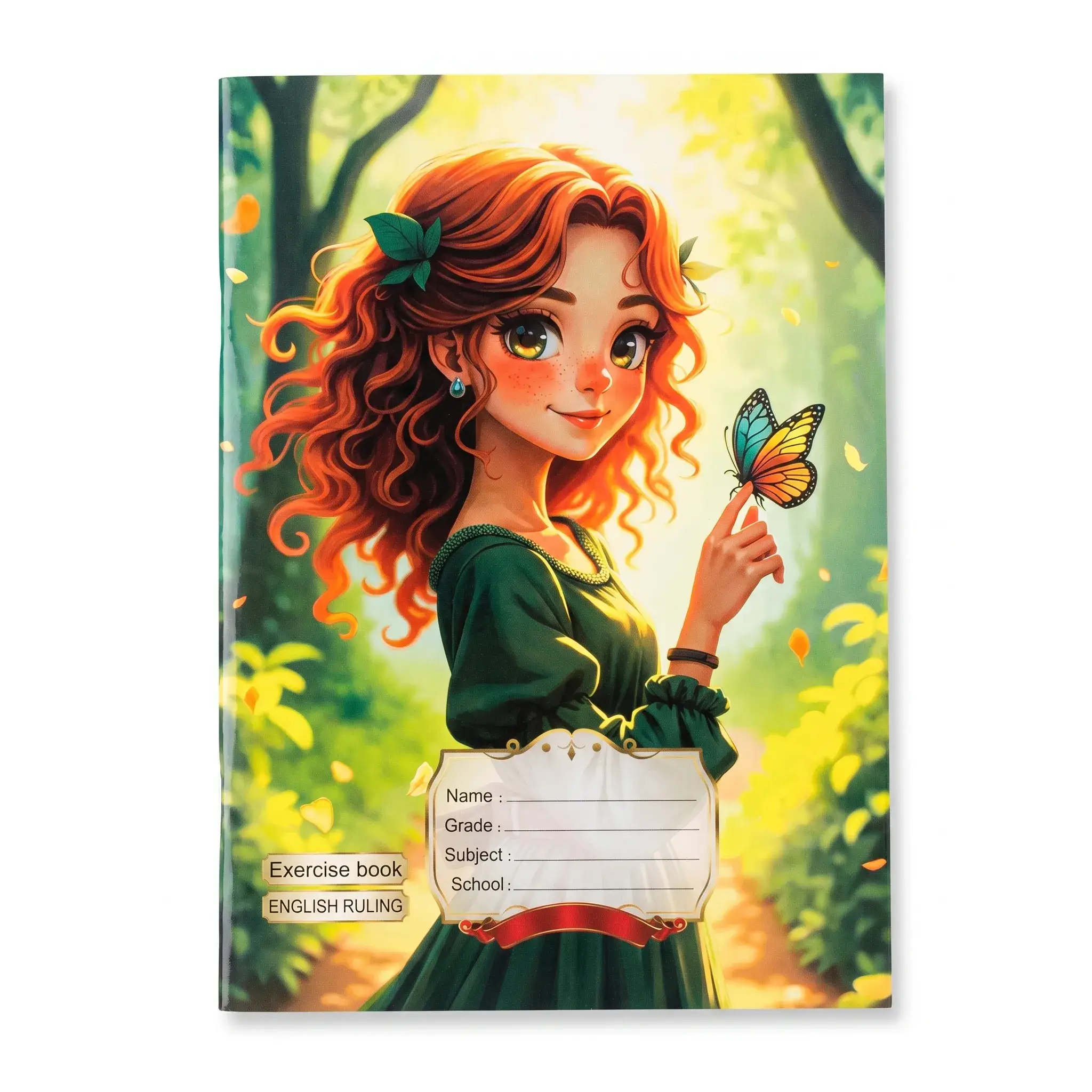 English Ruling Exercise Book - Girl with Butterfly Design