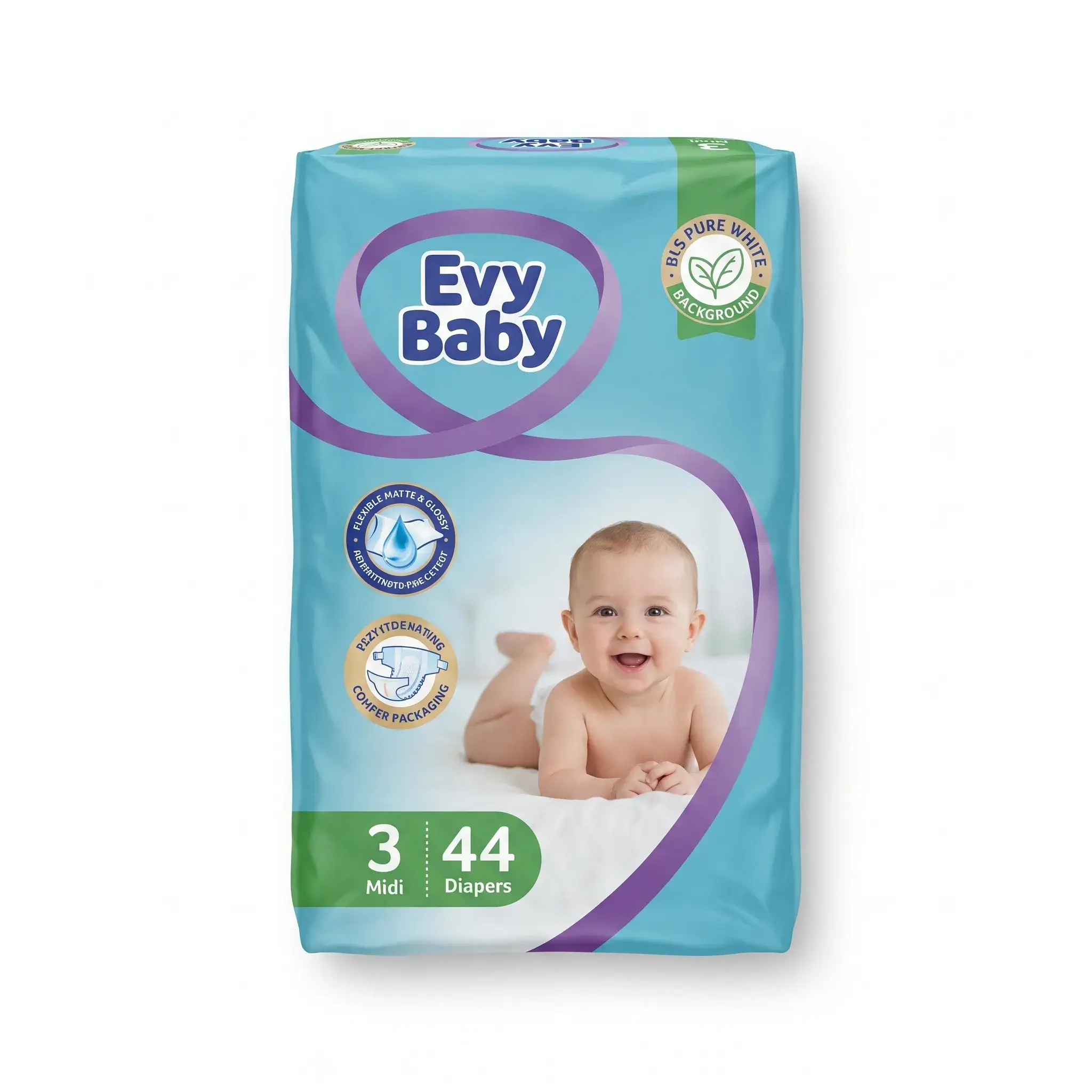 Evy Baby Diapers Size 3 Midi (5-9 kg) - 44 Diapers