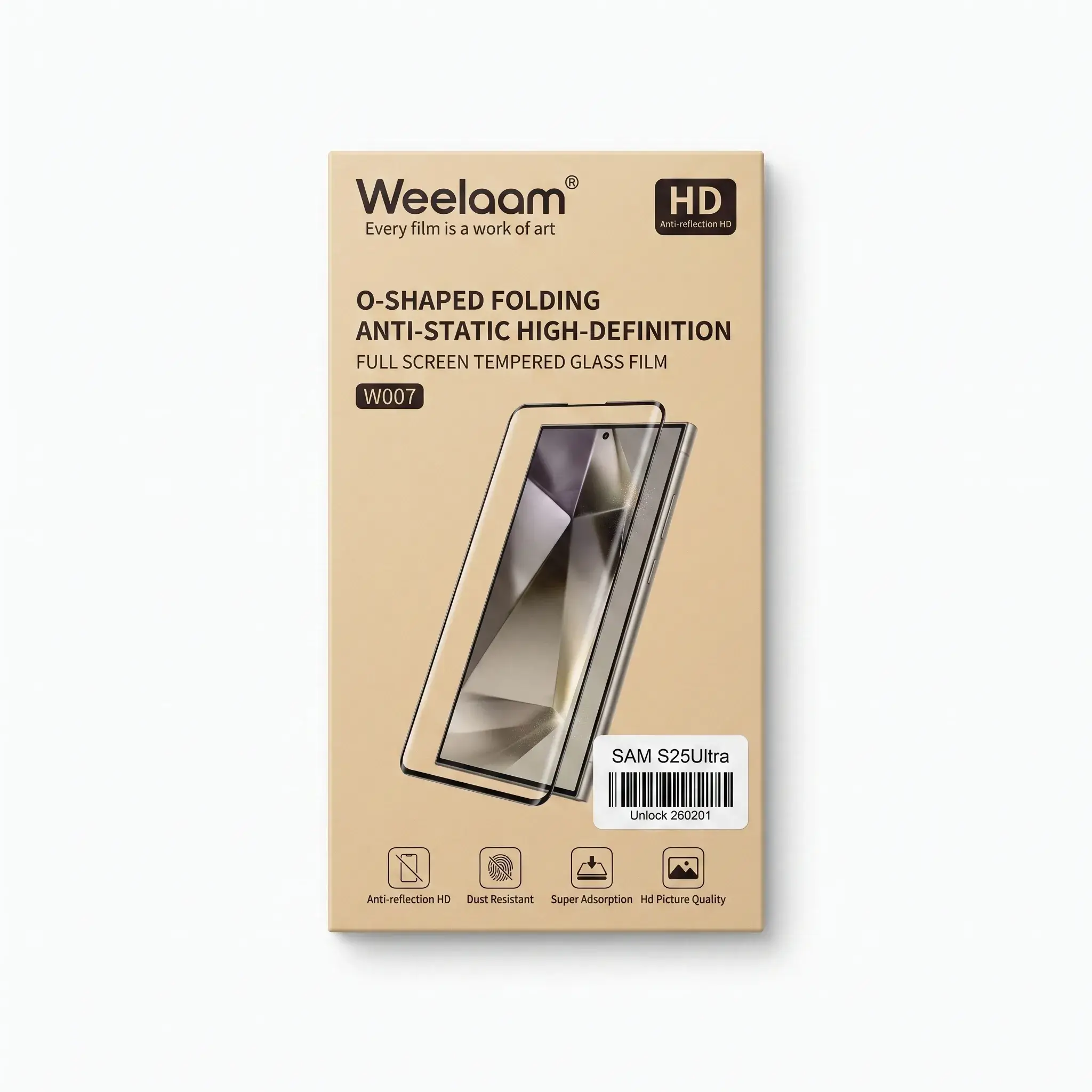 Weelaam O-Shaped Folding Anti-Static HD Tempered Glass Screen Protector for Samsung Galaxy S25 Ultra
