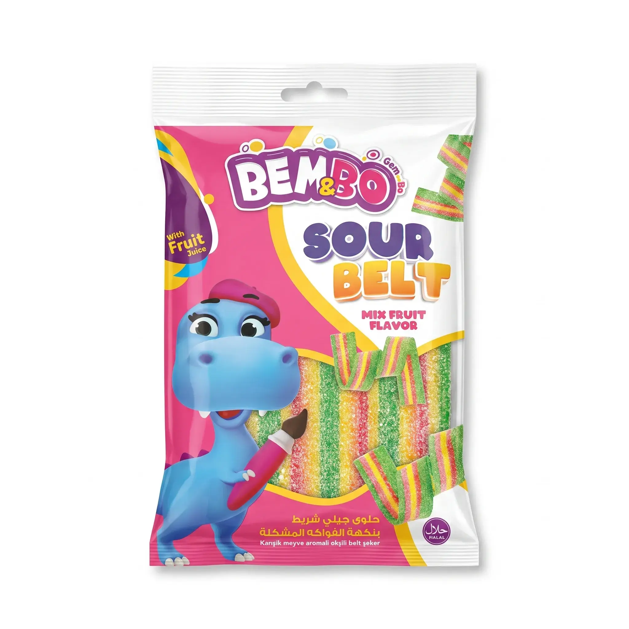 Bembo Sour Belt Mix Fruit Flavor Candy