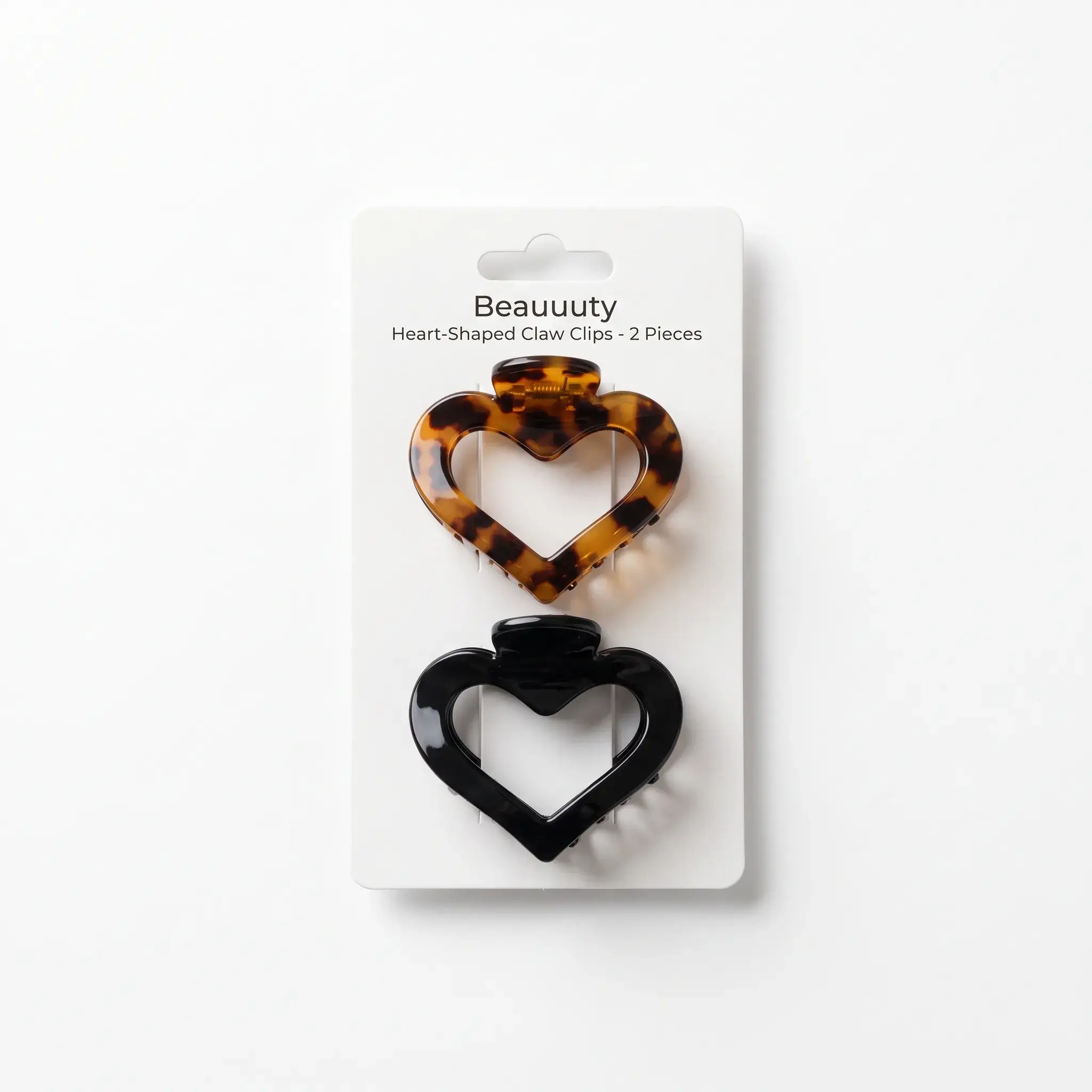 Beauuuty Heart-Shaped Claw Clips - 2 Pieces