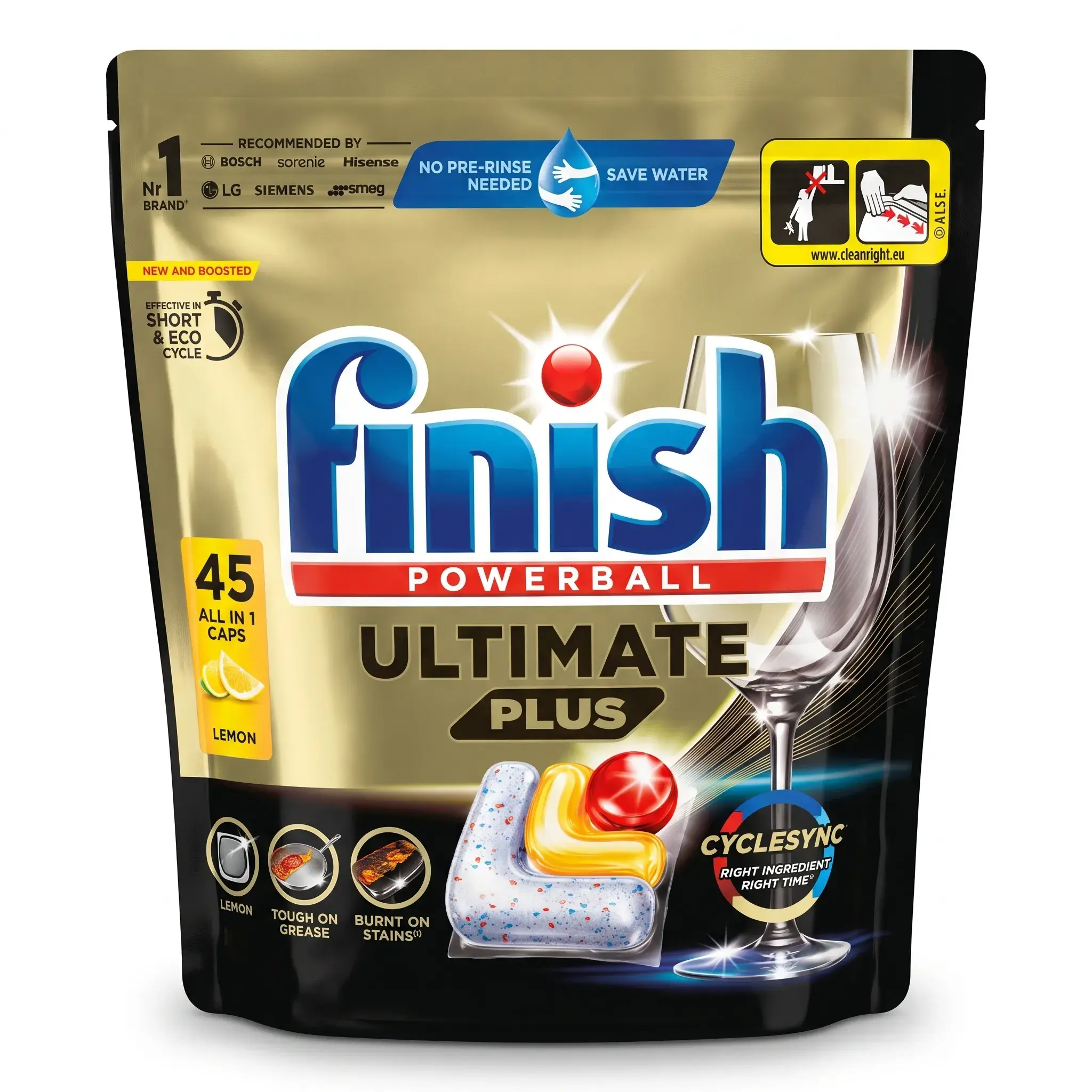 Finish Powerball Ultimate Plus All in 1 Dishwasher Capsules Lemon