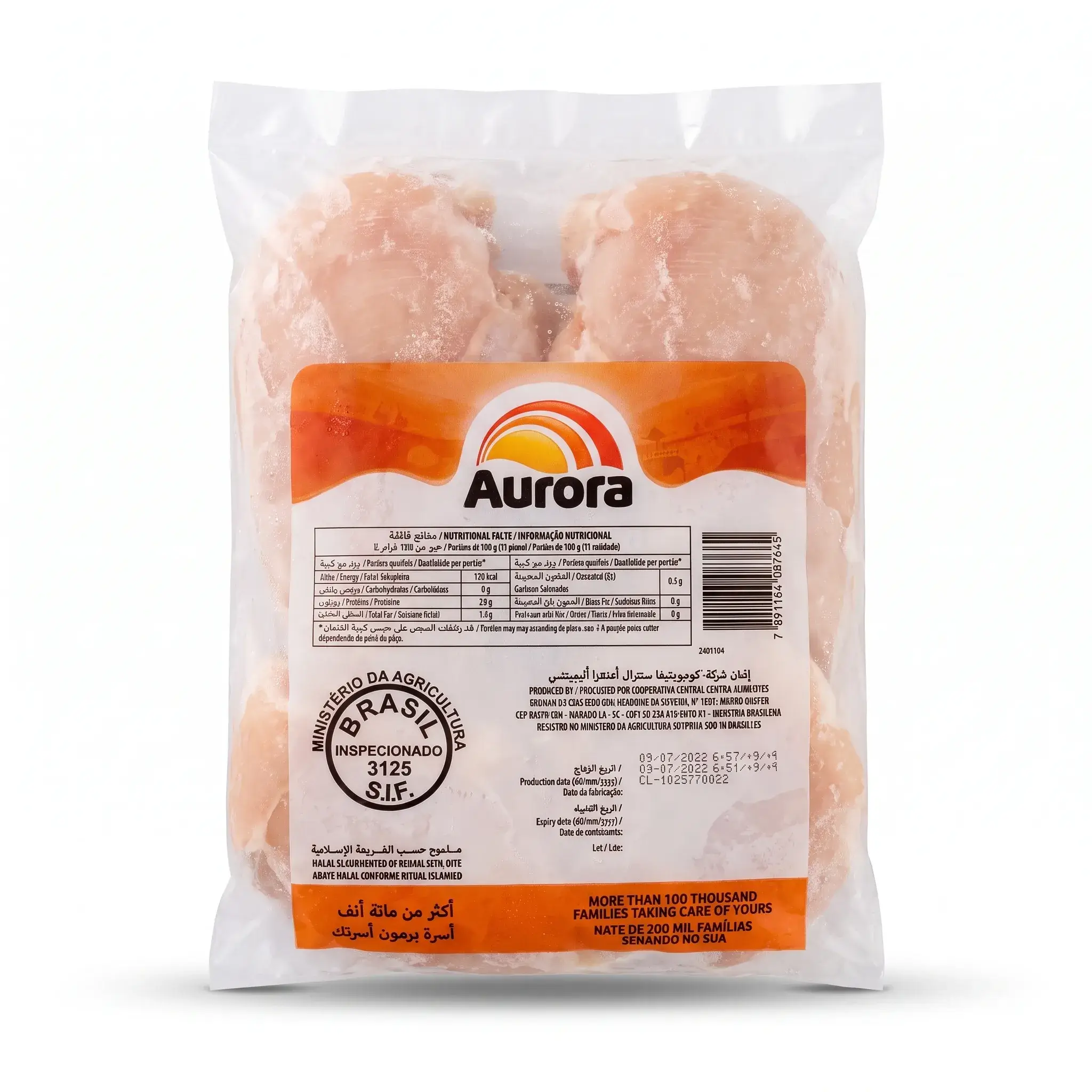 Aurora Frozen Chicken Half Breast Boneless Skinless