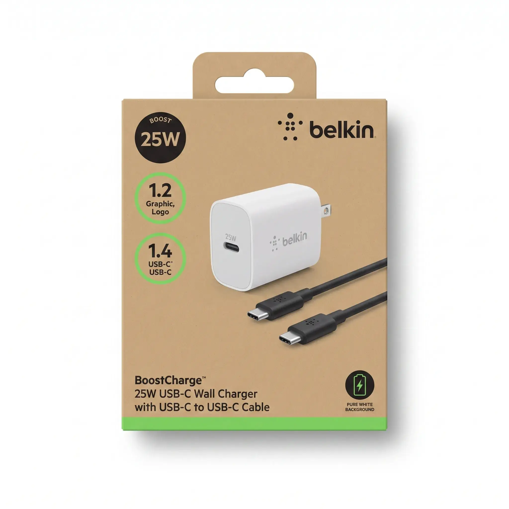 Belkin BoostCharge 25W USB-C Wall Charger with USB-C to USB-C Cable