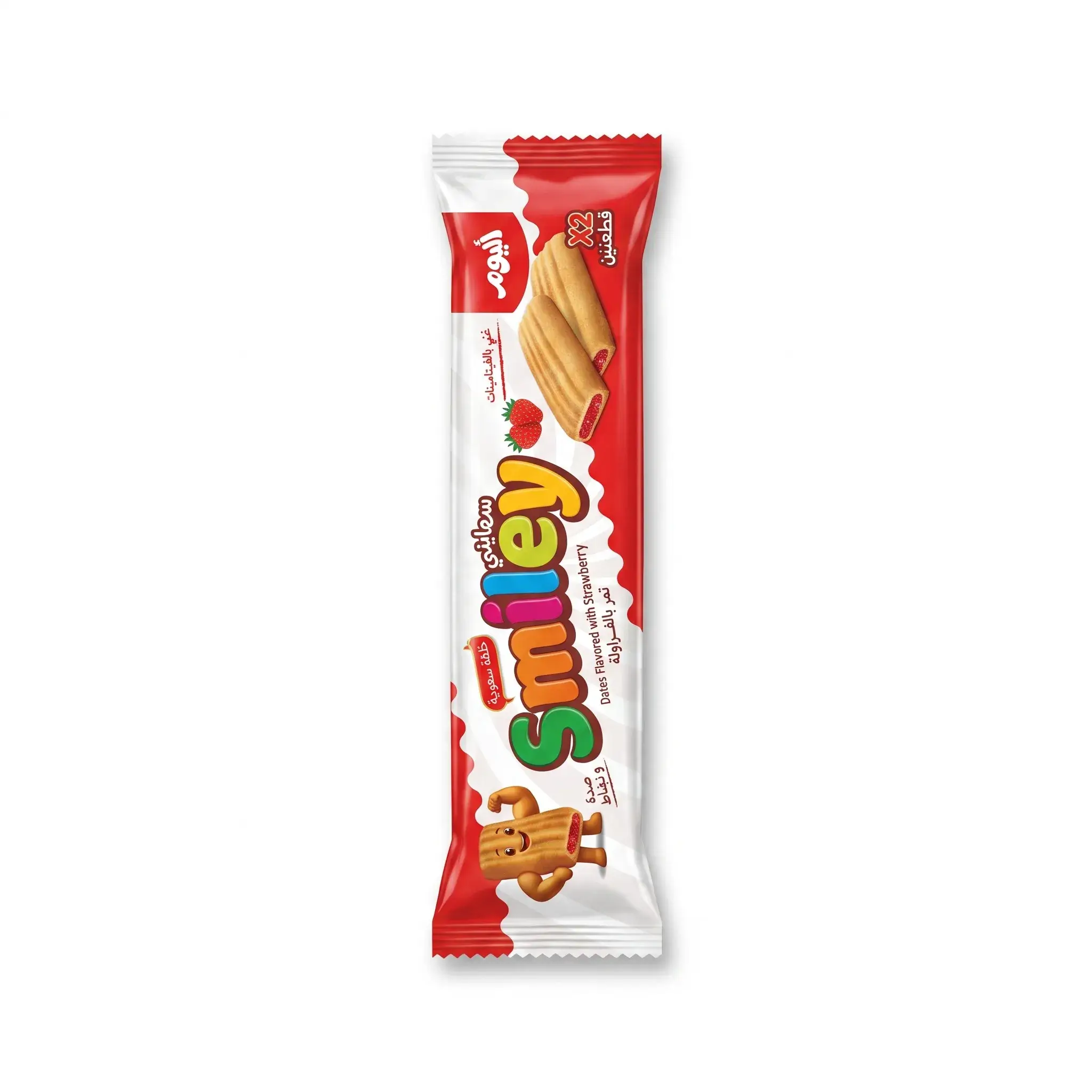 Smiley Strawberry Flavored Date Filled Biscuit