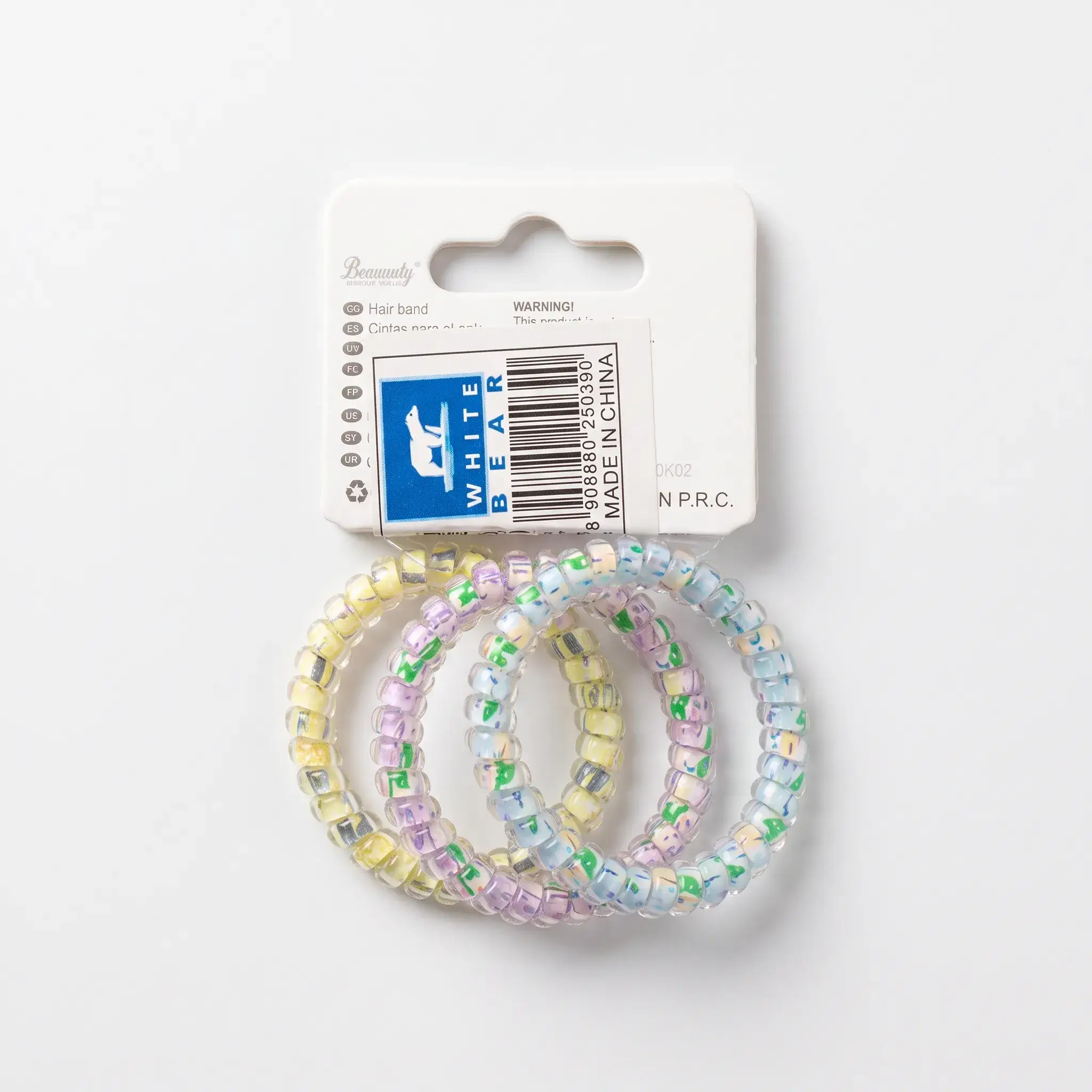 White Bear Spiral Hair Bands Pack
