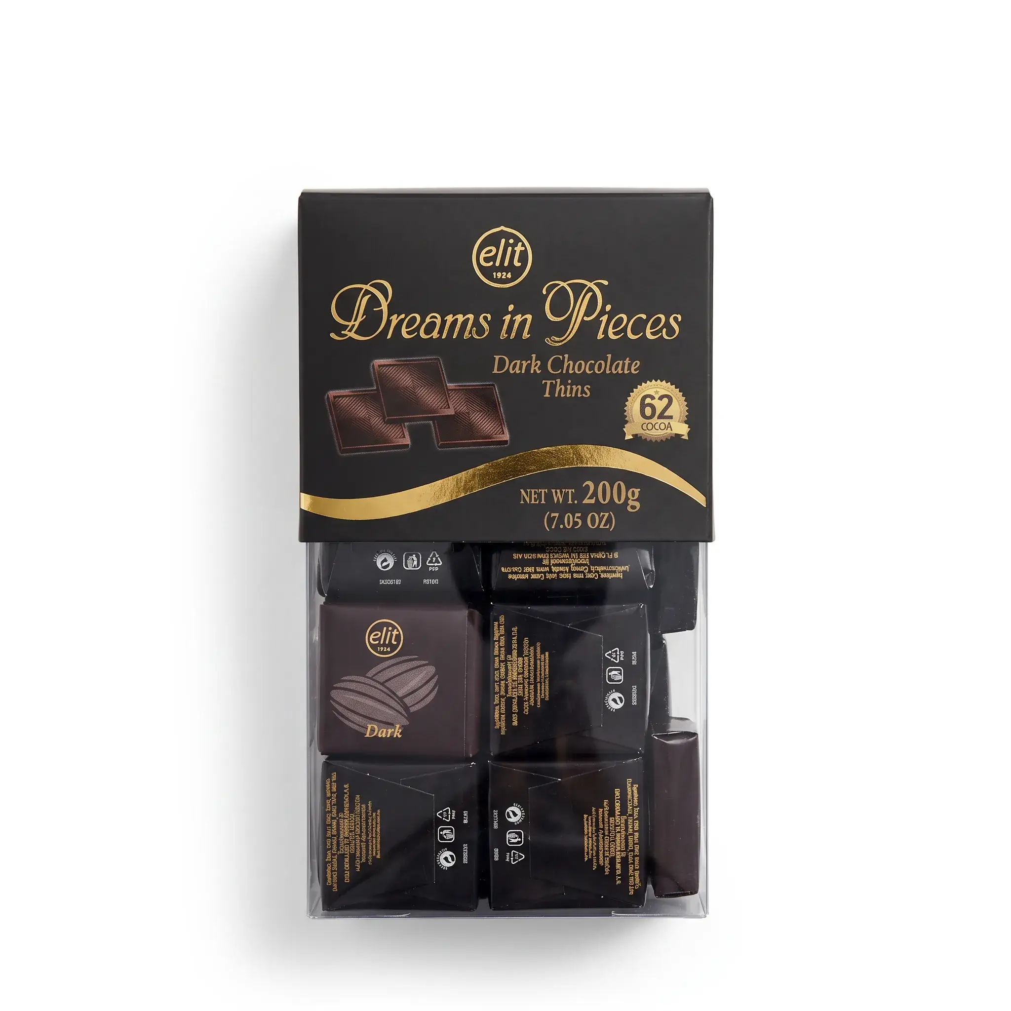 Elit Dreams in Pieces Dark Chocolate Thins 62% Cocoa