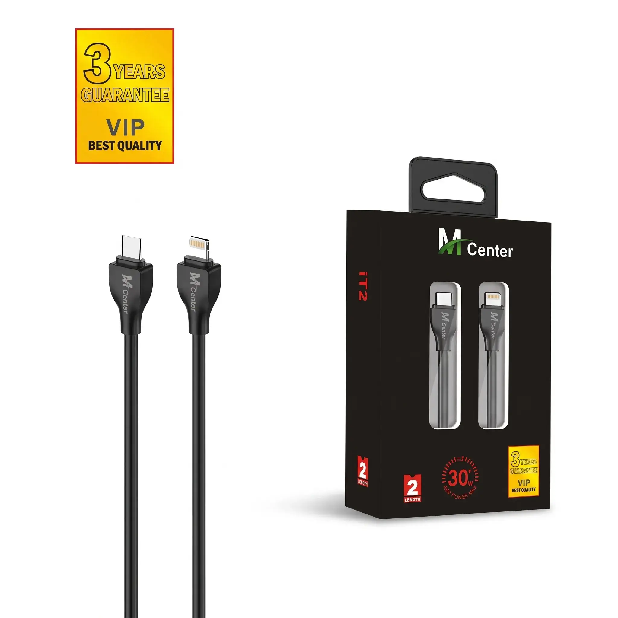 M Center IT2 USB-C to Lightning Charging Cable - 2m, 30W