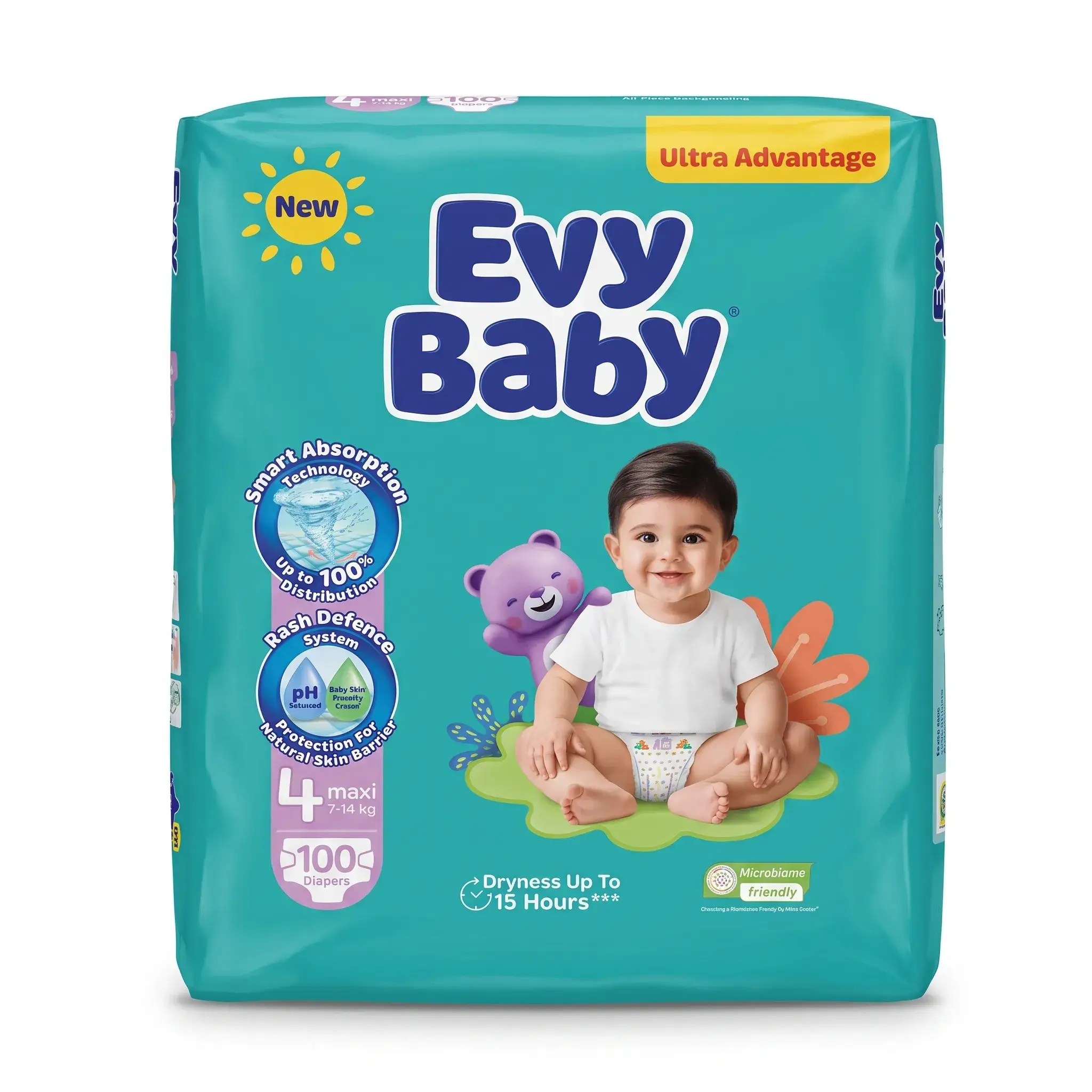 Evy Baby Diapers Size 4 Maxi (7-14 kg) - 100 Pack