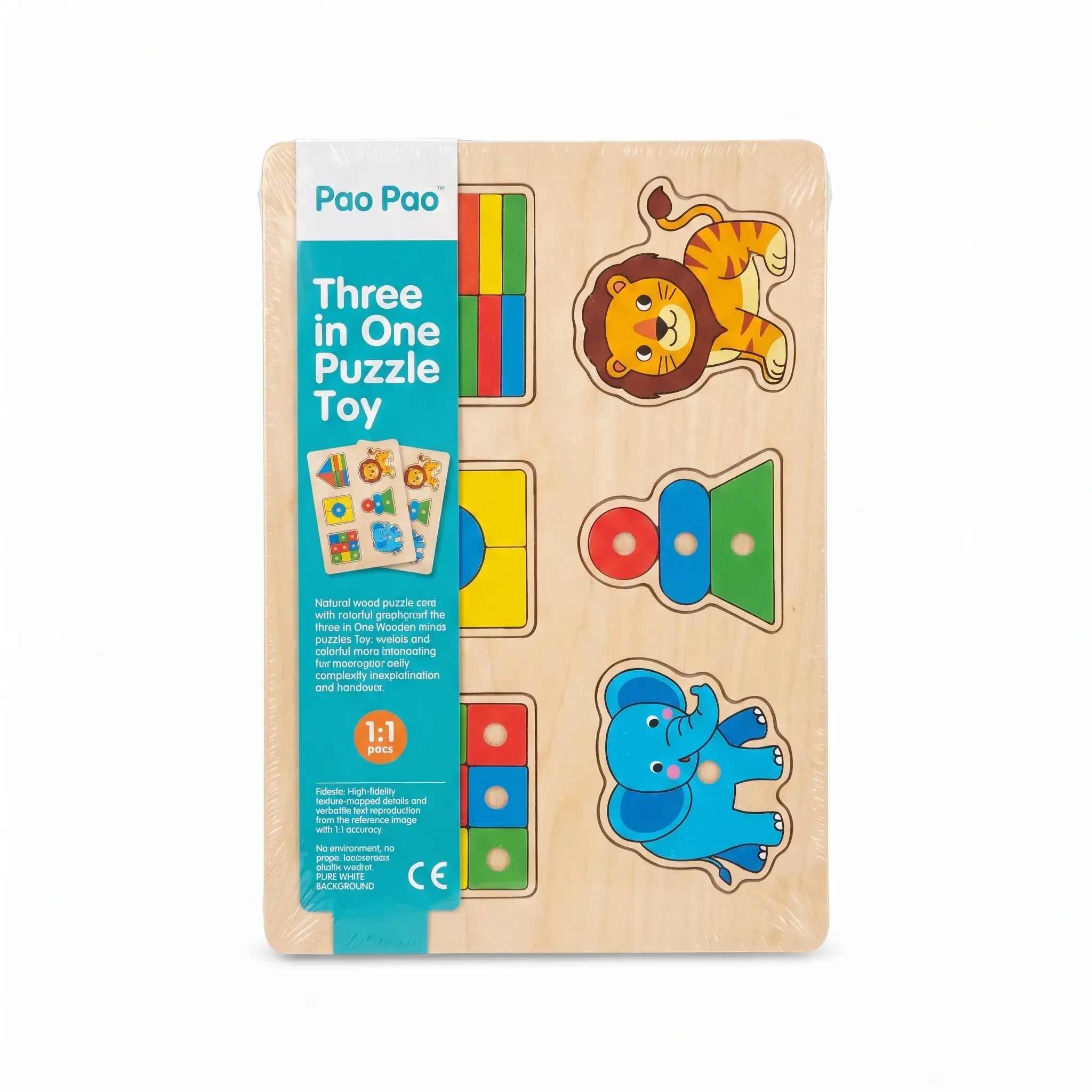Pao Pao Three in One Wooden Puzzle Toy (5 pcs)