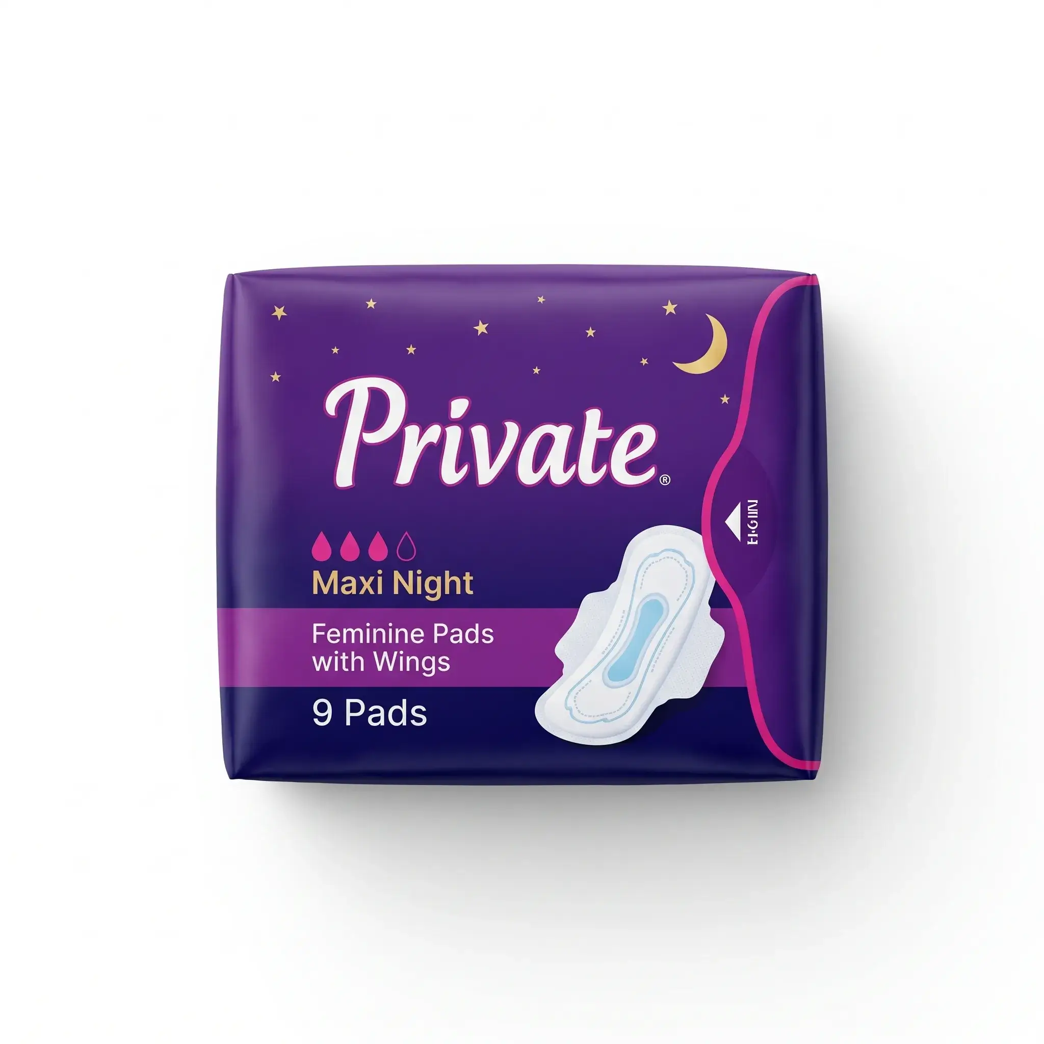 Private Maxi Night Feminine Pads with Wings - 9 Pads