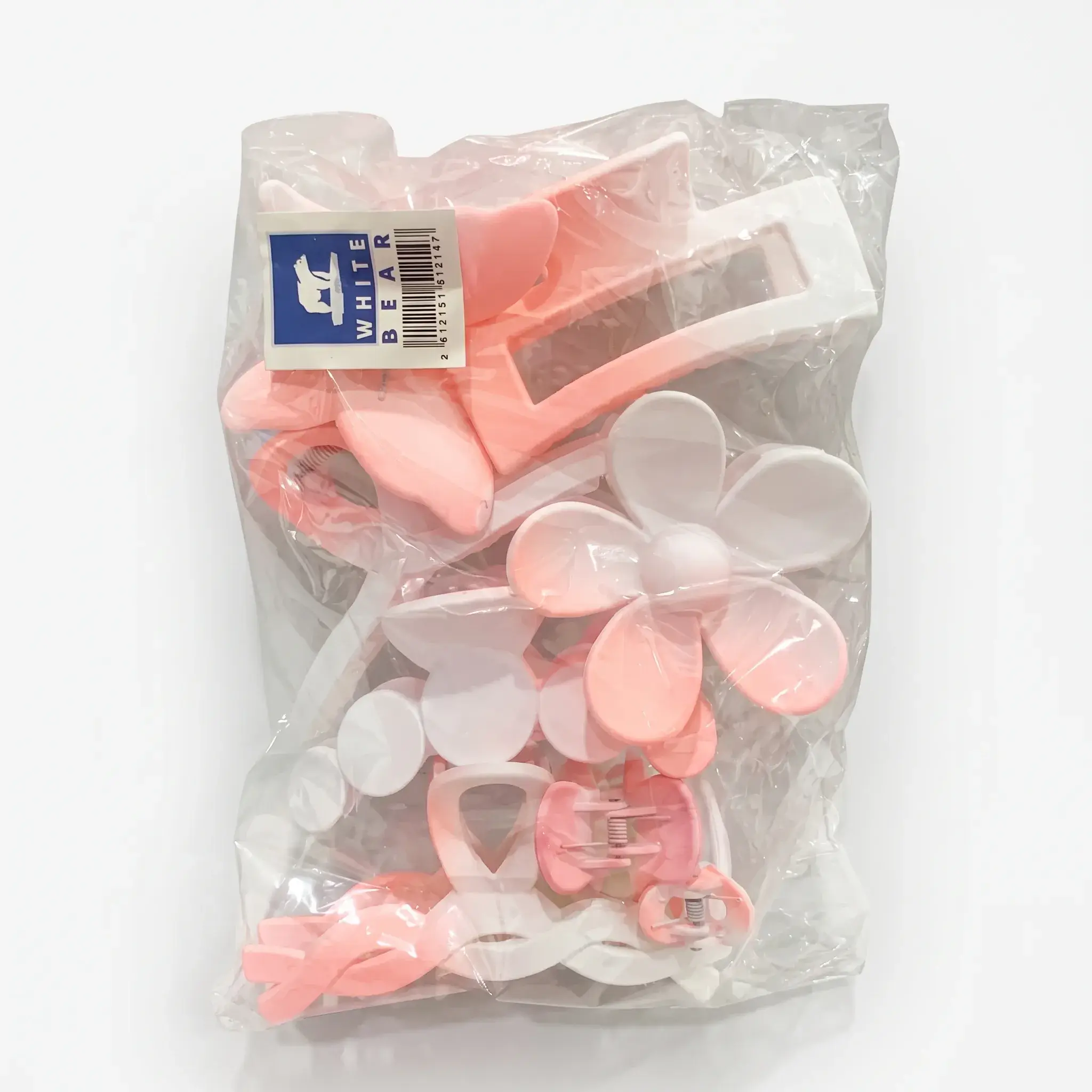 White Bear Hair Claw Clips Set