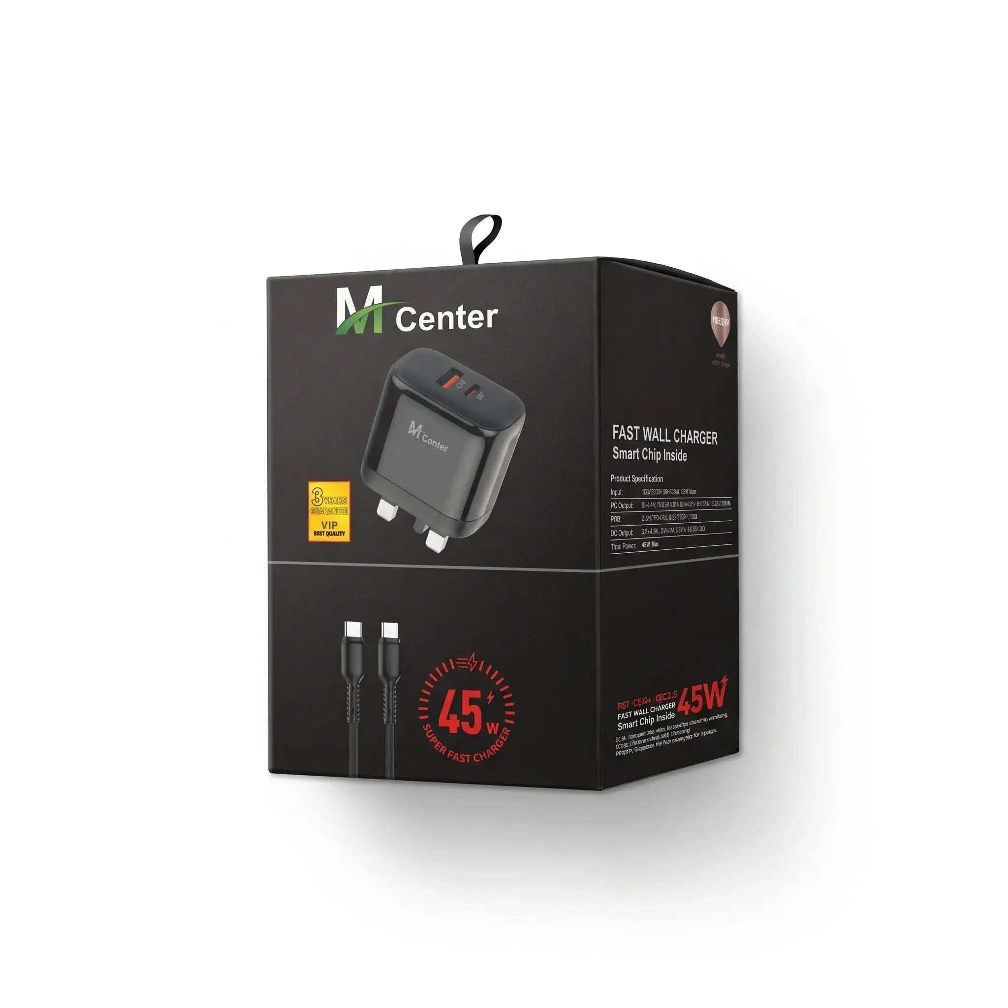 M Center 45W Fast Wall Charger with USB-C Cable