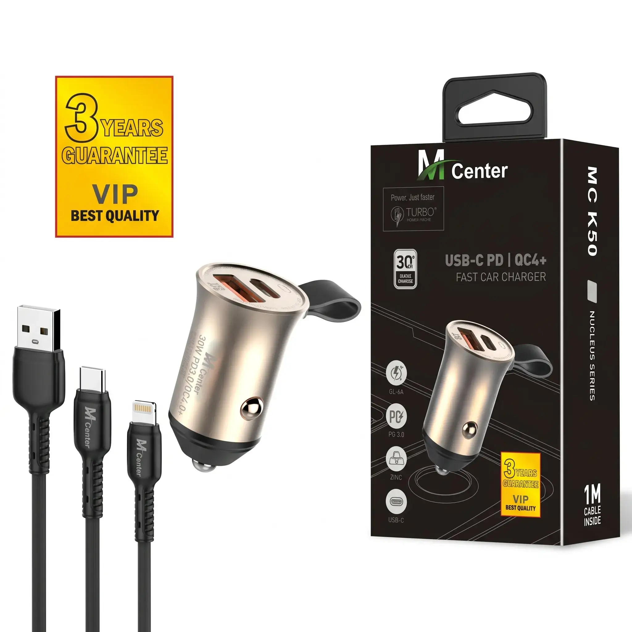 M Center MC K50 Fast Car Charger 30W - Nucleus Series